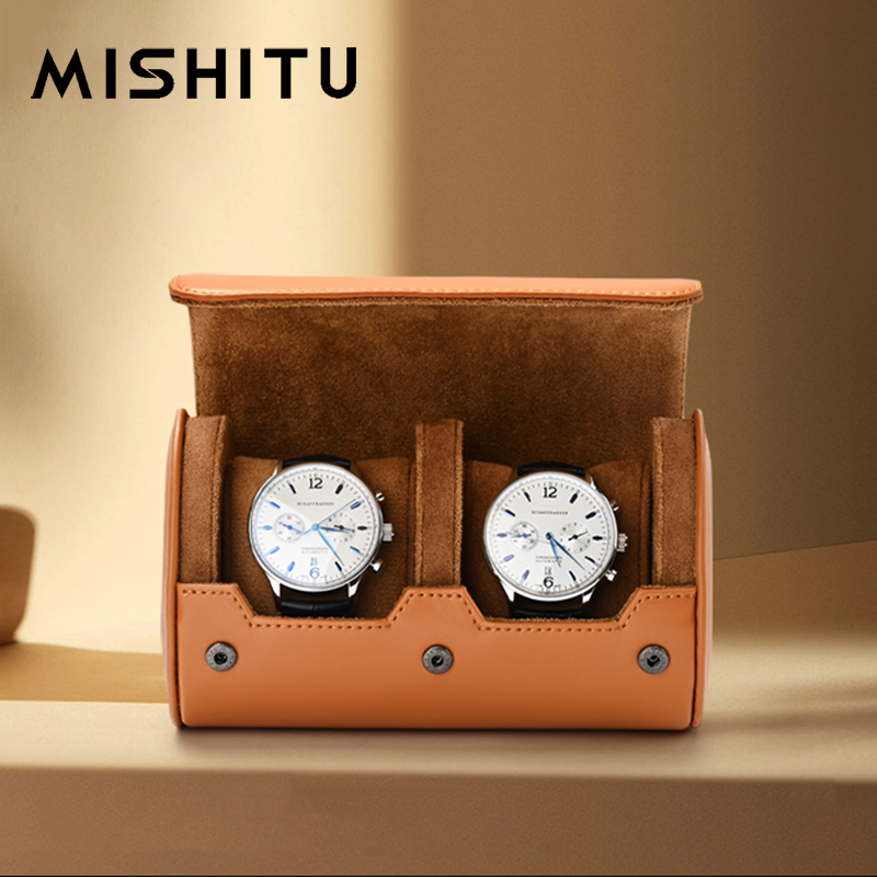 Watch Display Box - MISHITU 1/2/3 スロット時計収納ロールトラベルバッグポータブルヴィンテージレザー時計ディスプレイボックス収納袋時計オーガナイザー男性ギフト