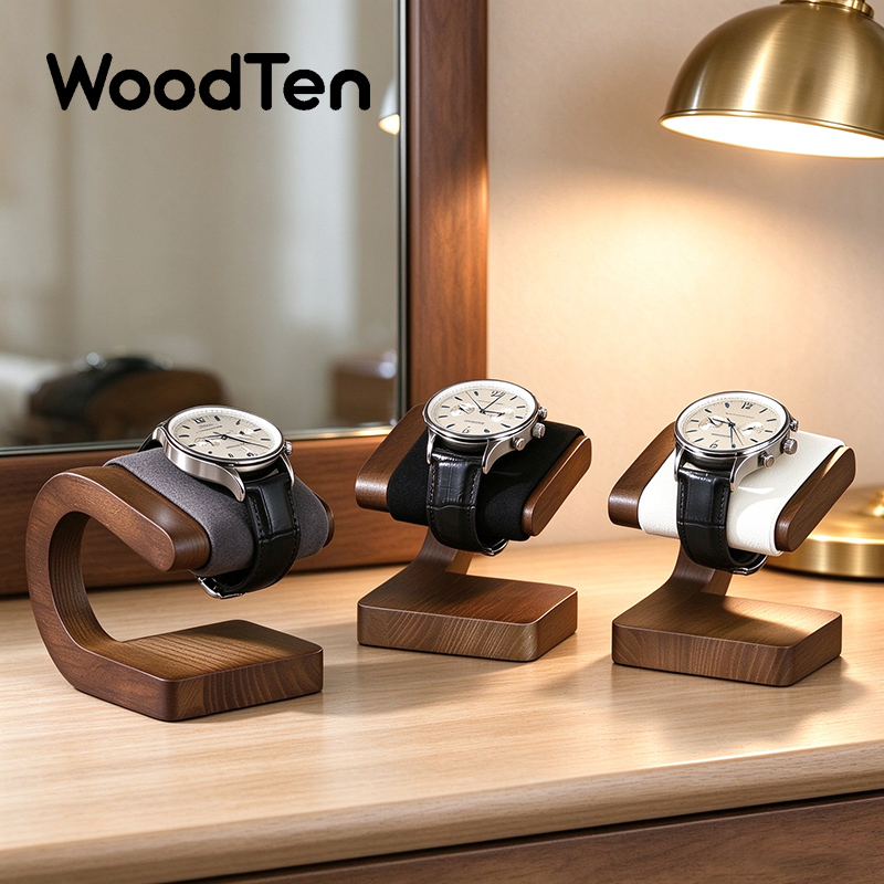 Jewelry And Watches Inc - WoodTen 新型腕時計スタンド、展示用小道具、クルミ材の腕時計・ブレスレット・ジュエリー収納、腕時計ラック、C字型腕時計展示スタンド