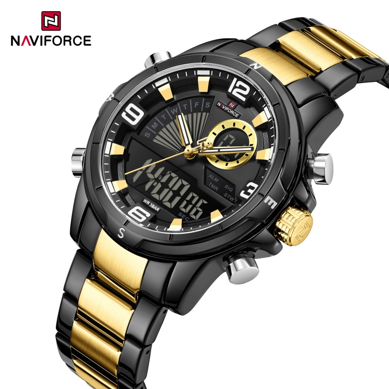NAVIFORCE 男性デュアルディスプレイ腕時計 3ATM - Watch Display Box のレビューと価格